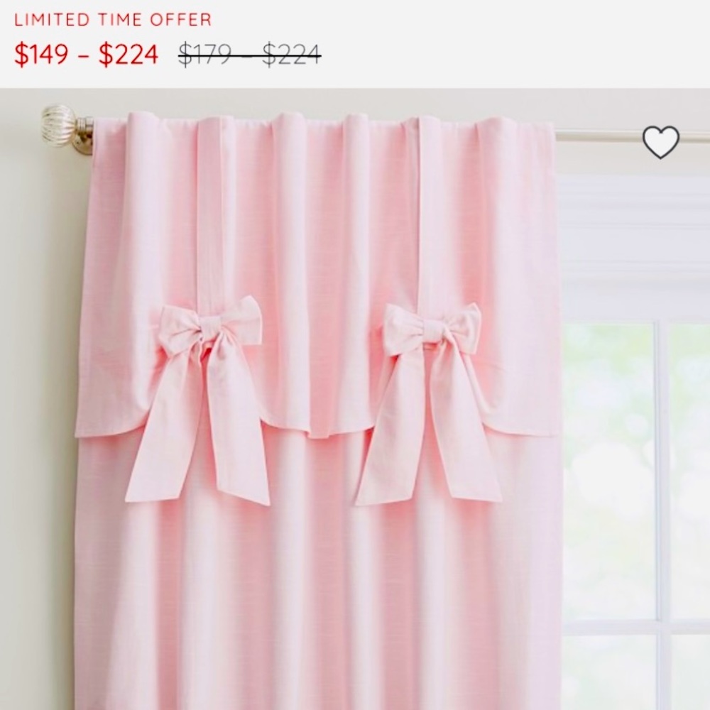 Pottery Barn Kids Evelyn Bow 84’ blackout nursery 2 Panels